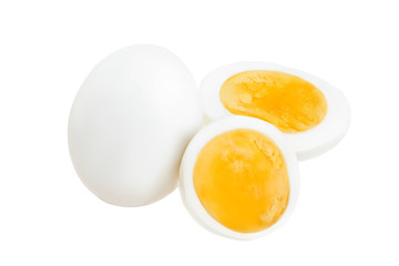 boiled egg and half isolated on white background