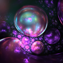 Dark purple fractal bubbles, digital artwork for creative graphic design