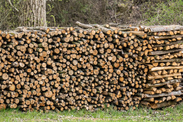 Aufgestapeltes Holz zu verheizen