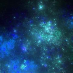 Fototapeta na wymiar Dark blue fractal nebula, digital artwork for creative graphic design