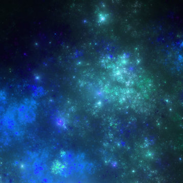 Dark blue fractal nebula, digital artwork for creative graphic design © Keila Neokow