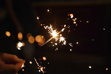 Detail of a lit sparkler