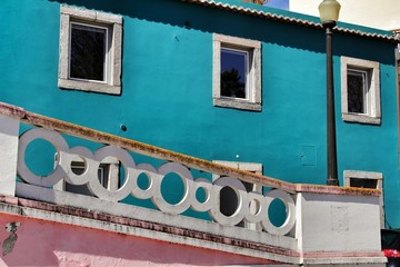 Narrow and colorful streets, facades and balconies of Lisbon