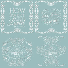 Vector collection of quote typographical background with unique lettering and hand drawn elements. Vector template for cards posters and banners