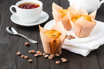 Fresh homemade muffins with lemon