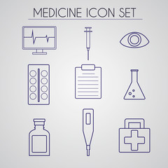 Medicine icon set made in line style vector. Template for logotype, business card and banner