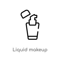 Fototapeta premium outline liquid makeup vector icon. isolated black simple line element illustration from beauty concept. editable vector stroke liquid makeup icon on white background