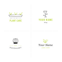 Vector garden logo templates set. Colored isolated elements.