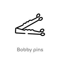 outline bobby pins vector icon. isolated black simple line element illustration from beauty concept. editable vector stroke bobby pins icon on white background