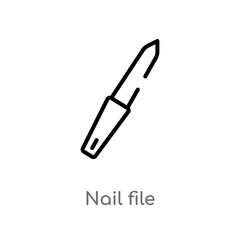 outline nail file vector icon. isolated black simple line element illustration from beauty concept. editable vector stroke nail file icon on white background