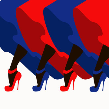 Illustration of beautiful legs isolated made in vintage style. Vector template for business card, banner, T-shirt print or music album's cover.