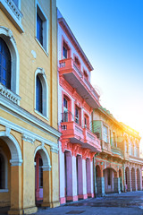 bright houses on the street of old Havana, Cuba