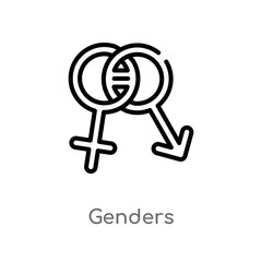 outline genders vector icon. isolated black simple line element illustration from birthday party and wedding concept. editable vector stroke genders icon on white background