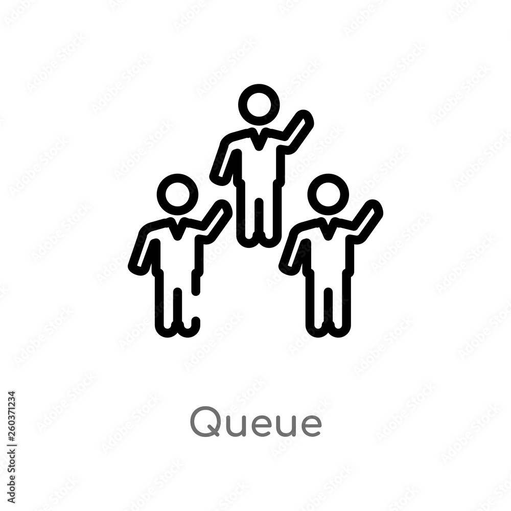 Poster outline queue vector icon. isolated black simple line element illustration from birthday party and w