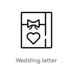 outline wedding letter vector icon. isolated black simple line element illustration from birthday party and wedding concept. editable vector stroke wedding letter icon on white background