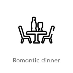 outline romantic dinner vector icon. isolated black simple line element illustration from love & wedding concept. editable vector stroke romantic dinner icon on white background