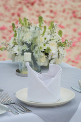 Close up view at the elegant table setting