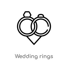 outline wedding rings vector icon. isolated black simple line element illustration from love & wedding concept. editable vector stroke wedding rings icon on white background