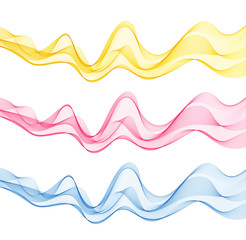 Set of several abstract backgrounds with multicolored waves.