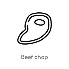 outline beef chop vector icon. isolated black simple line element illustration from bistro and restaurant concept. editable vector stroke beef chop icon on white background