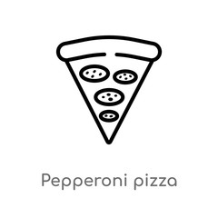 outline pepperoni pizza vector icon. isolated black simple line element illustration from bistro and restaurant concept. editable vector stroke pepperoni pizza icon on white background