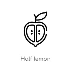 outline half lemon vector icon. isolated black simple line element illustration from bistro and restaurant concept. editable vector stroke half lemon icon on white background