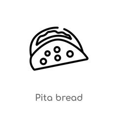 outline pita bread vector icon. isolated black simple line element illustration from bistro and restaurant concept. editable vector stroke pita bread icon on white background