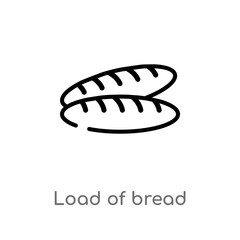 outline load of bread vector icon. isolated black simple line element illustration from bistro and restaurant concept. editable vector stroke load of bread icon on white background