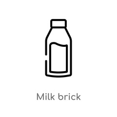 outline milk brick vector icon. isolated black simple line element illustration from bistro and restaurant concept. editable vector stroke milk brick icon on white background