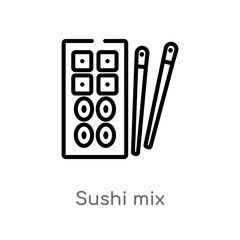 outline sushi mix vector icon. isolated black simple line element illustration from bistro and restaurant concept. editable vector stroke sushi mix icon on white background