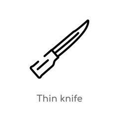 outline thin knife vector icon. isolated black simple line element illustration from bistro and restaurant concept. editable vector stroke thin knife icon on white background