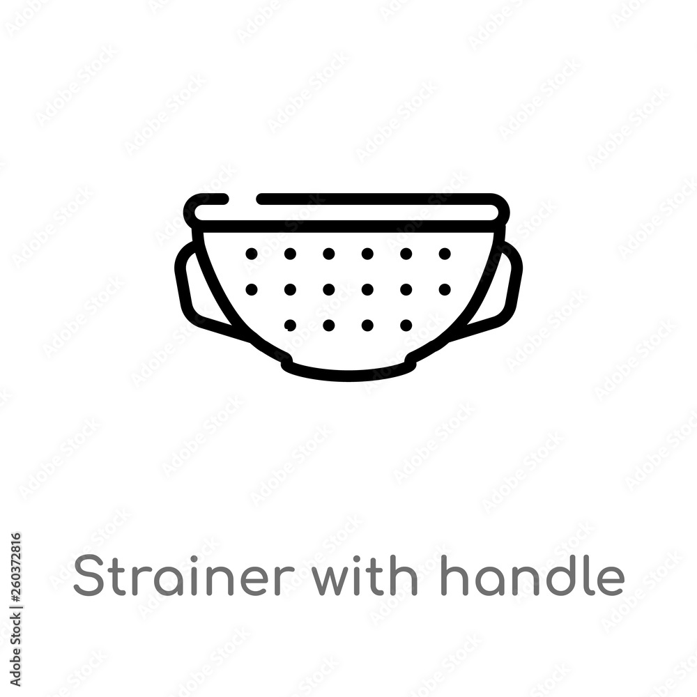 Poster outline strainer with handle vector icon. isolated black simple line element illustration from bistr