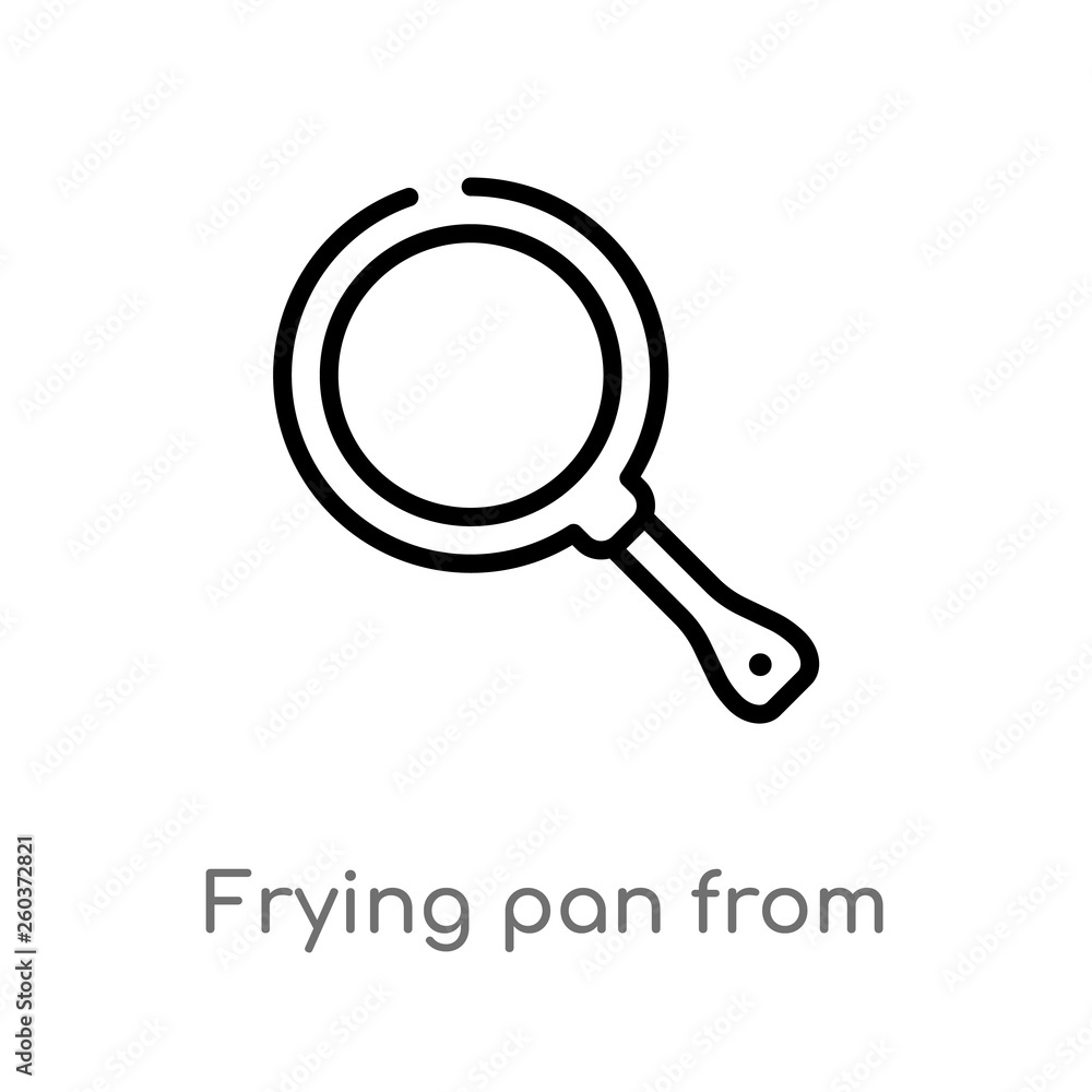 Poster outline frying pan from top vector icon. isolated black simple line element illustration from bistro