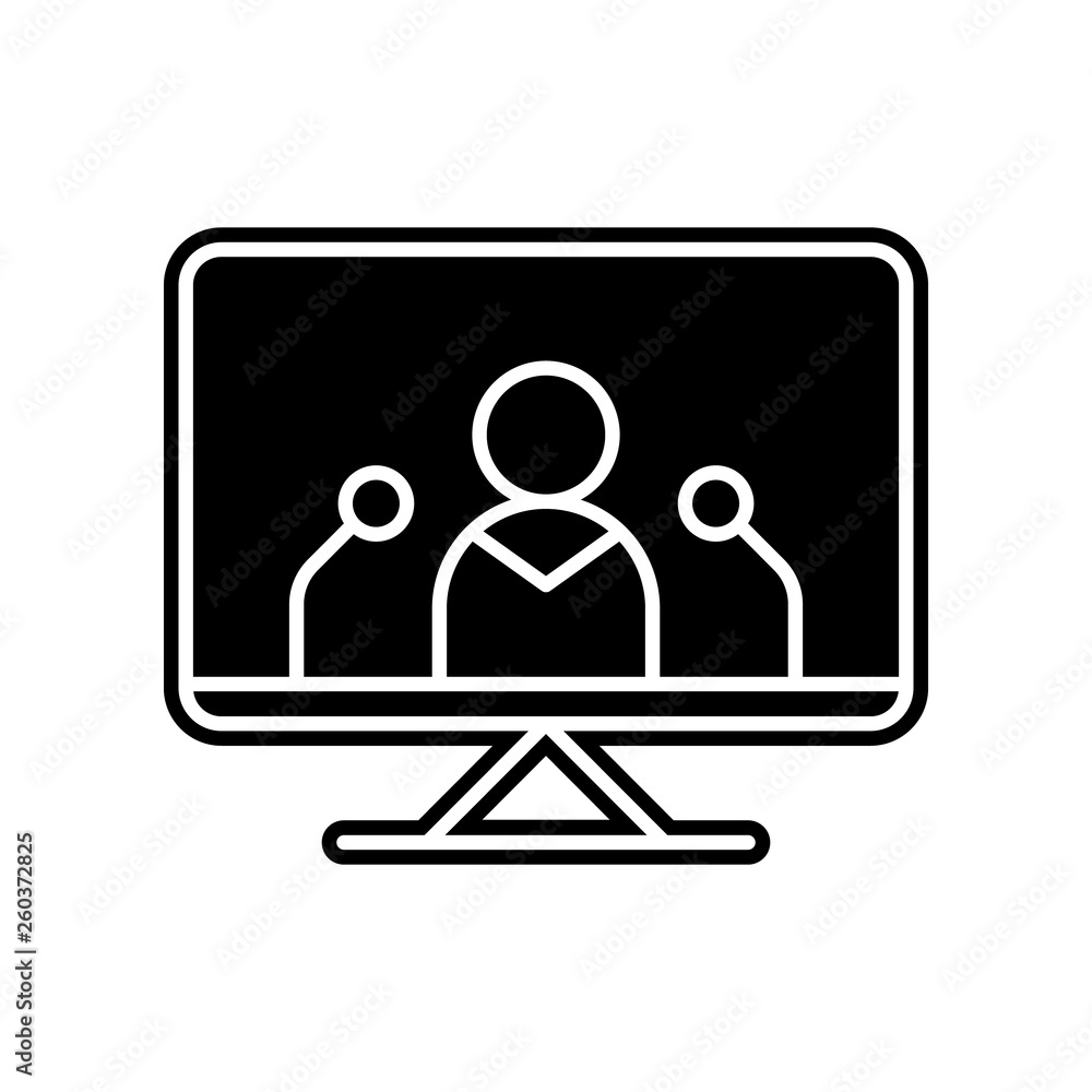 Poster a man speaks in a tv icon. element of media, press for mobile concept and web apps icon. glyph, flat