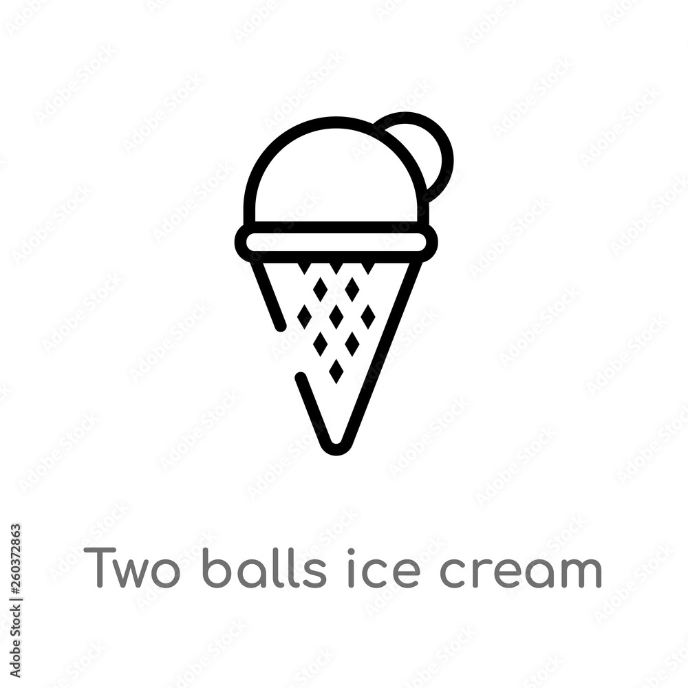 Poster outline two balls ice cream cone vector icon. isolated black simple line element illustration from b