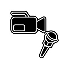 microphone and camera icon. Element of Media, Press for mobile concept and web apps icon. Glyph, flat icon for website design and development, app development