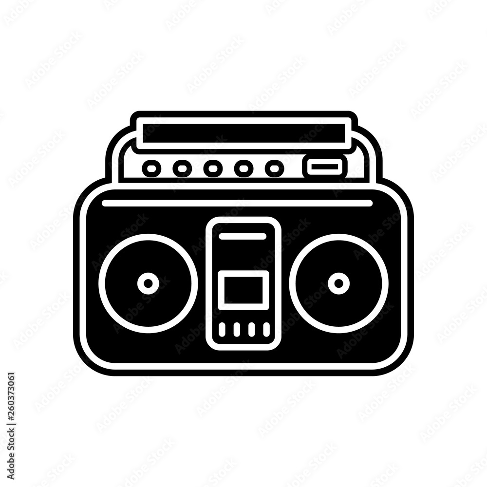 Poster music tape recorder icon. element of media, press for mobile concept and web apps icon. glyph, flat 
