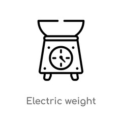 outline electric weight scale vector icon. isolated black simple line element illustration from bistro and restaurant concept. editable vector stroke electric weight scale icon on white background