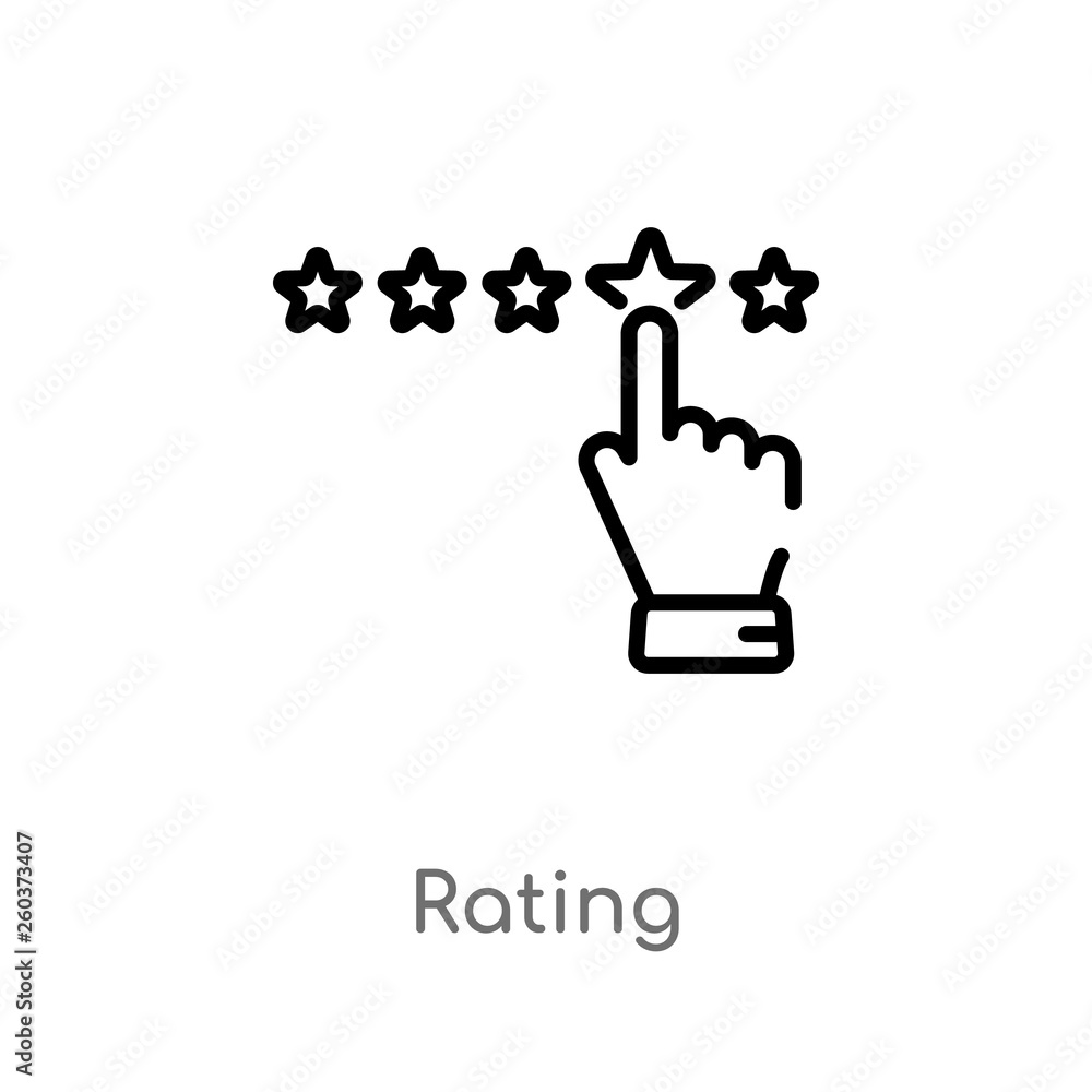 Poster outline rating vector icon. isolated black simple line element illustration from blogger and influen