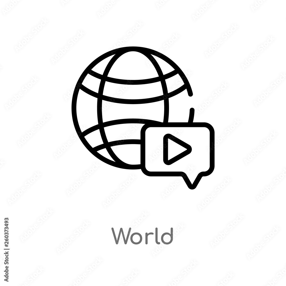 Aufkleber outline world vector icon. isolated black simple line element illustration from blogger and influenc