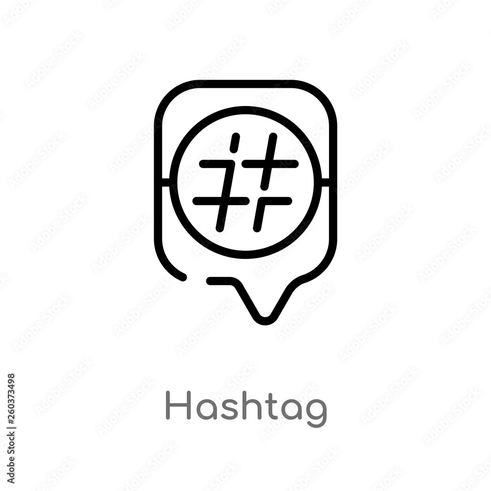 Poster outline hashtag vector icon. isolated black simple line element illustration from blogger and influe