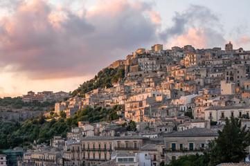 View over the village of Modica in the south of Sicily, Italy - obrazy, fototapety, plakaty