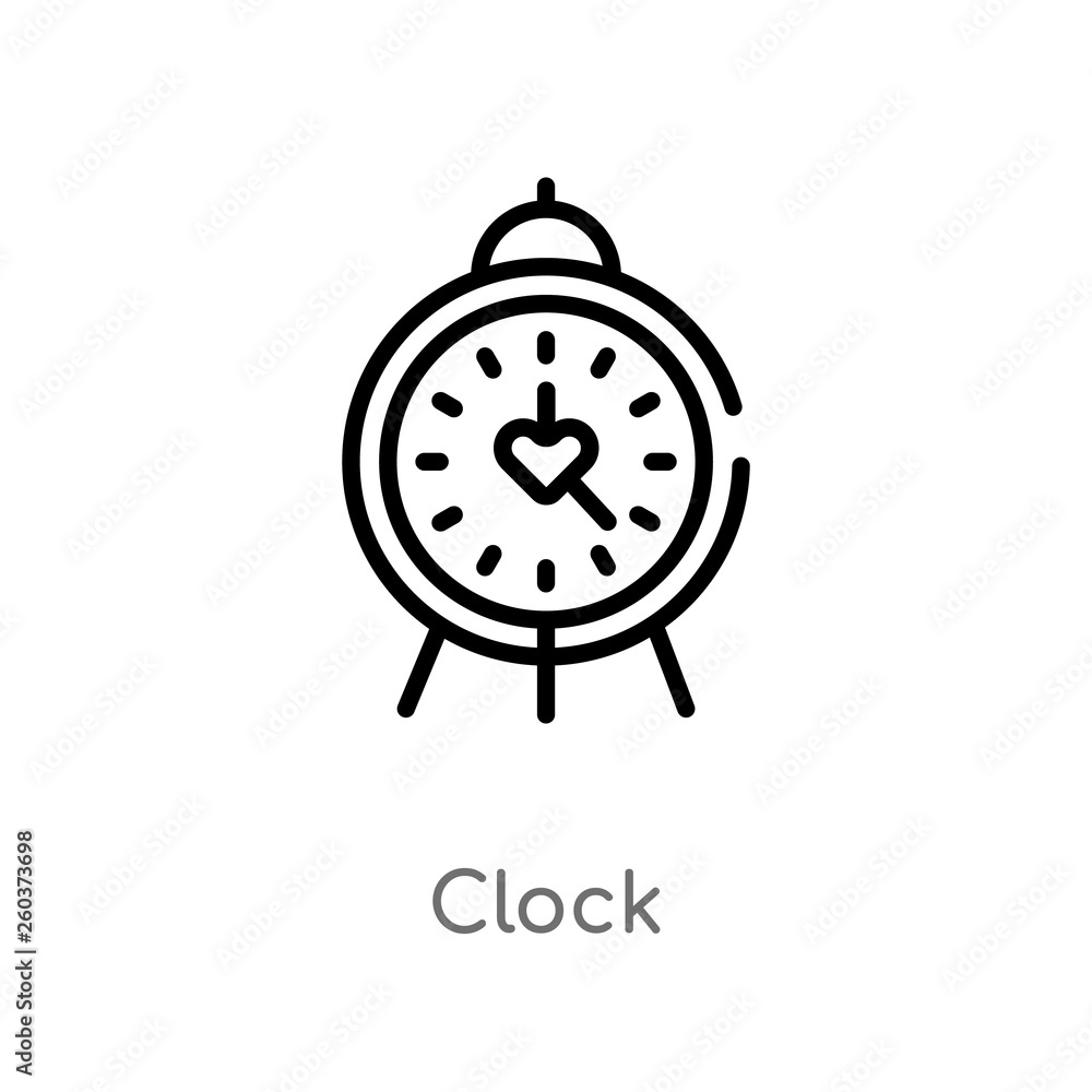 Poster outline clock vector icon. isolated black simple line element illustration from blogger and influenc