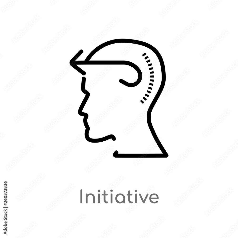Poster outline initiative vector icon. isolated black simple line element illustration from brain process c