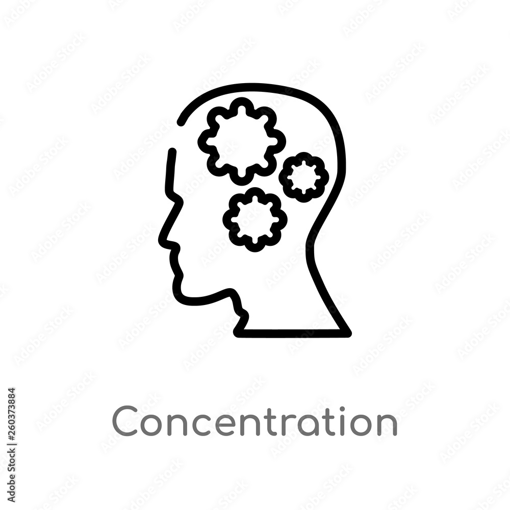Aufkleber outline concentration vector icon. isolated black simple line element illustration from brain proces