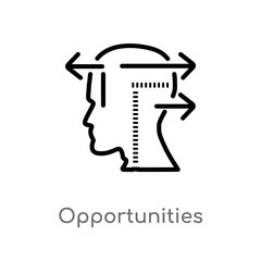 outline opportunities vector icon. isolated black simple line element illustration from brain process concept. editable vector stroke opportunities icon on white background