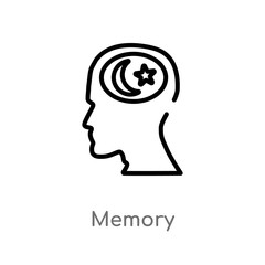 outline memory vector icon. isolated black simple line element illustration from brain process concept. editable vector stroke memory icon on white background