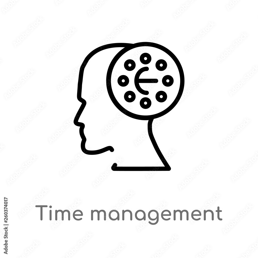 Poster outline time management vector icon. isolated black simple line element illustration from brain proc