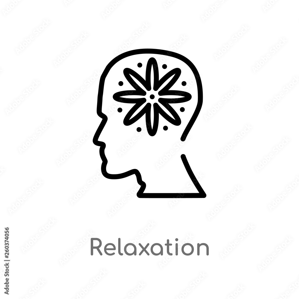 Poster outline relaxation vector icon. isolated black simple line element illustration from brain process c