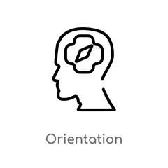 outline orientation vector icon. isolated black simple line element illustration from brain process concept. editable vector stroke orientation icon on white background